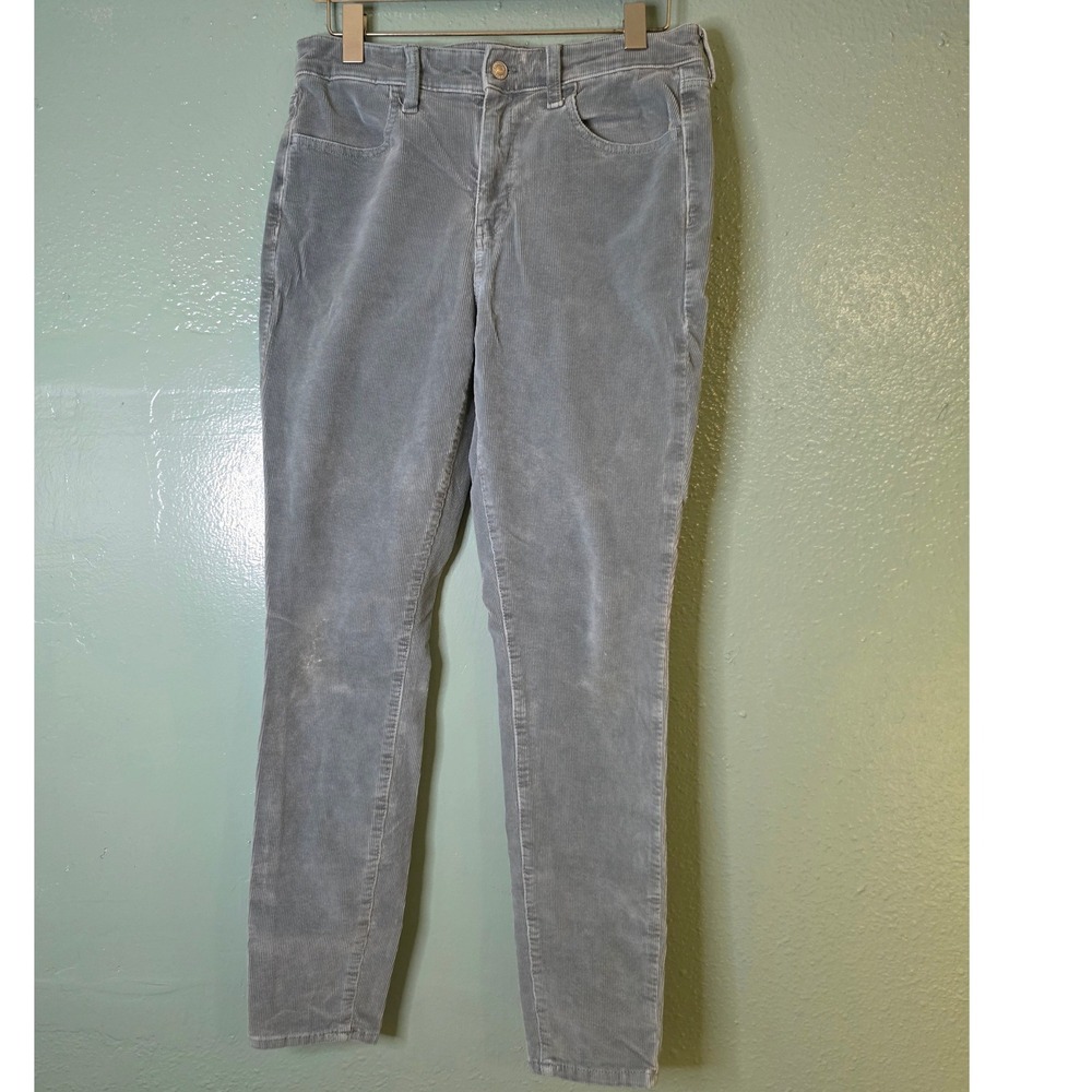 American Eagle Corduroy Pants Grey Stretch Skinny Size W30 L29